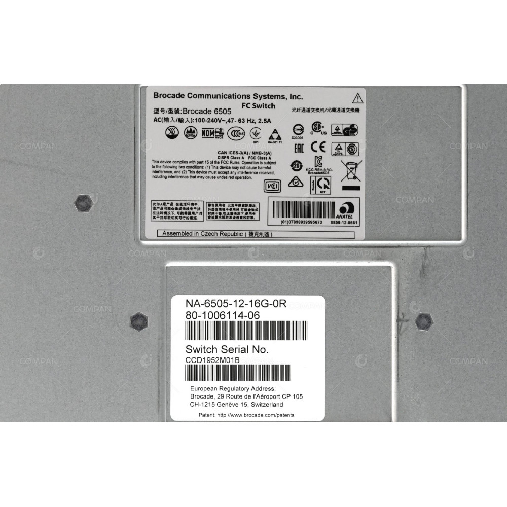 X-6505-12-16G-0R-R6 BROCADE 6505 24 PORT 16GB SFP+ 12 PORTS ACTIVE SWITCH